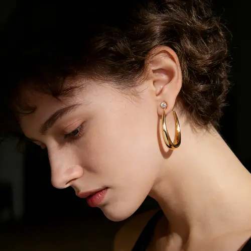 Women's 14-Carat Gold & White Gold Plated Chunky Hoop Earrings - Lightweight, Hypoallergenic, Oversized Thick, Bold 'n Vibrant, Classic Style, Versatile Modern Statement Jewelry, Everyday Wear, Ideal for Anniversary/Birthday Gifts, Earrings for Women