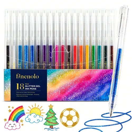 Finenolo Glitter Gel Pens Vibrant Sparkle Colored Retractable Sparkling Gel Pen Adult Coloring Books Drawing DealsforYouDays