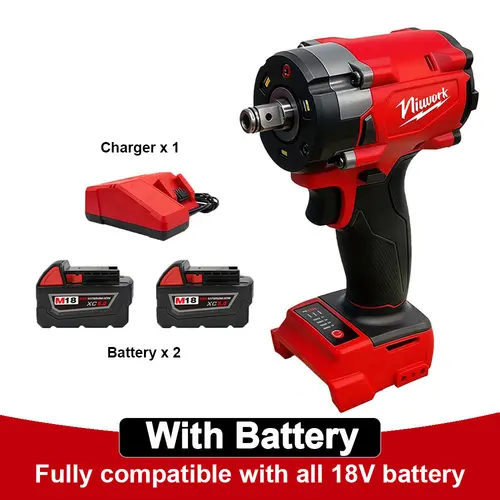 NiuWork Professional 1/2" Brushless Cordless Impact Wrench - 350Nm High Torque Impact, Compatible with M18 Batteries, Durable Tool Set, Efficient Power Tool for Specialty Mechanics