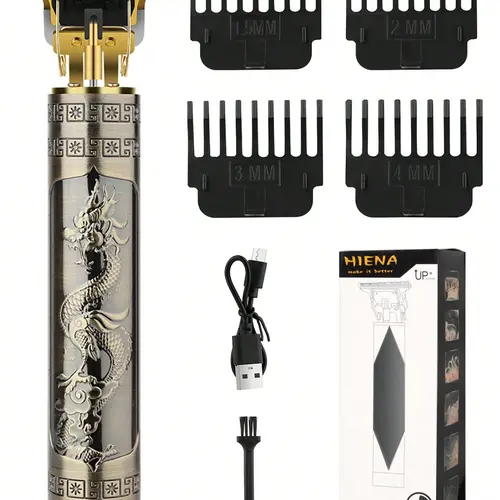 Men’s Rechargeable Cordless Barber Hair Trimmer Kit - Lightweight 6-in Palm Fit Handle, T-Blade, High-Speed Copper Core Motor, Smooth Close-Cutting, Removable Washable Head, Beard Line Detail, Thick Hair Cutter, Multifunctional Personal Care Equipment