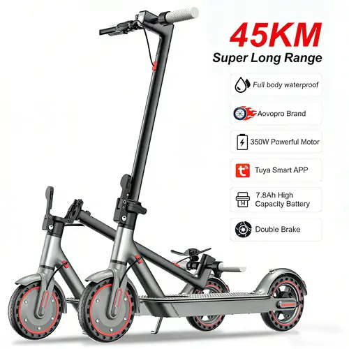 [Gift] Electric scooter for adults and teenagers, top speed 19 mph, maximum range 22 miles, 350W motor, smart APP control, 8.5-inch solid tires, foldable commuter electric scooter for adults, dual-brake portable electric scooter. Folding Escooter