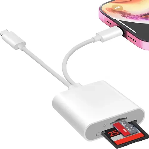 2-in-1 Portable Compact Dual-Slot C-Type Card Reader - MFi Certified Plug-and-Play Accessory for iPhone/Android Devices, USB-C Camera Adapter with Dual Connectors, SD/MicroSD Card Ready, Fast Transfer, No App Needed (TikTok Shop Back to School) techvibes