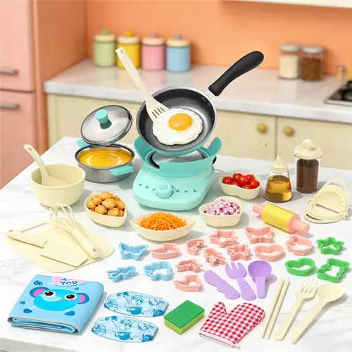 GOTOOFUN 45PCS Kids Real Mini Kitchen Set - Safe Montessori Toy with Authentic Dishes & Tools | Halloween Thanksgiving & Christmas Holiday Gift for Kids