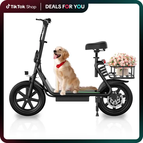 SummerVibes AOPO Electric Scooter for Adults with Basket | 500W  Peak Motor, 22mph Top Speed | Pet-Friendly Design with Removable Basket | IPX4 Waterproof, Max Speed Foldable Electric Scooter | Gift for Family & Friends | Portable Scooter with Road Tire