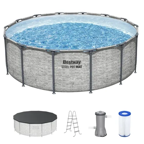 Bestway Steel Pro MAX Round Above Ground Swimming Pool with Pump & Cover