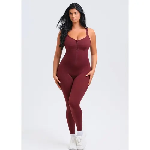 She's Waisted Contoured Compression SaunaSculpt Open-Back Activewear Jumpsuit - Athleisure Sporty Comfy Jumpsuit with Smooth Fabric, Adjustable Straps for Sports, Outdoor Activities