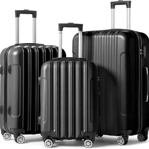Ubesgoo Unisex Hardshell 3-Piece Lightweight Rolling Luggage Set - 4 Wheels 360 Rotation Spinners, TSA Lock, Synthetic ABS Plastic, Airline-Compatible (20 in/24 in/28 in, 20 in:10.24x15.75x25.59 in, 5.29 lbs) for Travel, Business Carry On Bags
