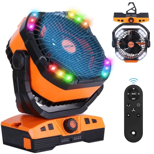 【WESTTREE】20000mAh Rechargeable Cordless Portable Outdoor Cooling Fan - 270° Auto Sweep Oscillation, LED Light, Hang Hook, Durable Personal Cooling, Free Room Movement, Ideal for Camping, Travel, Home, Tents