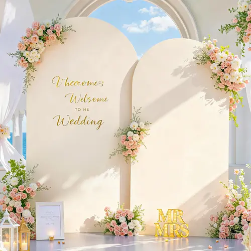 Arch Backdrop Cover 2 Set - 7.2&6 FT Arch Backdrop Cover Spandex Wedding Arch Stand Covers for Birthday Party Holiday Parties Baby Shower Girls Bridal Shower Balloon Arch Covers Stretchy Backdrop Background christmas decoration(No Stand Included )