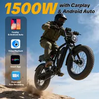 【HiEHA】All-Terrain Adult Ebike (MTB Ebike) with 1500W Motor, CarPlay Sync & Android Auto, Front & Backup Cameras, Smart App, 34MPH Max Speed, 40-70 Mi Range, Full Suspension, 20"×4.0" Fat Tires, 48V 15AH Removable Battery, UL2849 Certified, LED Light