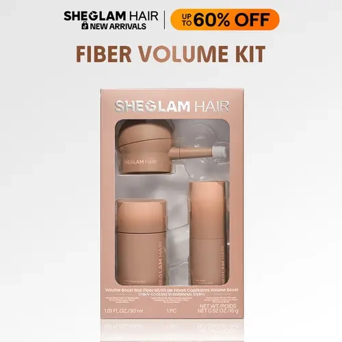 SHEGLAM HAIR Volume Boost 3D Hair Fiber Kit - 3-in-1 Volumizing Powder, Hair Styling Powders, Hold Spray, Applicator Pump - 30s Quick Boost, 72H Long-Lasting for Sparse Strands, Gray Hairline Fill