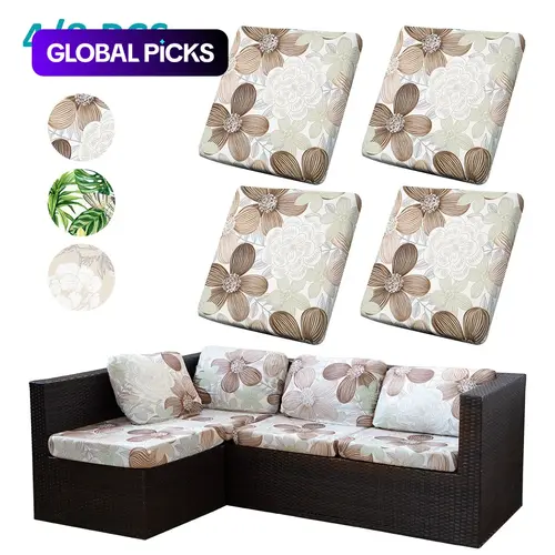 Floral Leaf Elastic Print Sofa Cushion Covers Set, Couch Cushion Covers, Multiple Prints Available, Washable Furniture Protector, Suitable for Home Decor and Pets #GLOBAL PICKS