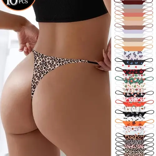 Randomly packed 5-piece/7-piece/10-piece women's low-rise seamless underwear. Solid color and simple design, printed with elegant style. Sensual bikini. Soft and stretchy fabric. Women's underwear set