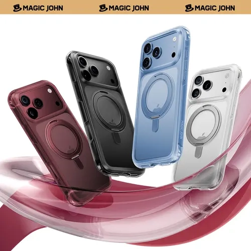 MAGIC JOHN Protective Smartphone Cover for iPhone 18 Pro/Max, iPhone 17 Pro/Max | MagSafe, 360° Rotating Stand, Shockproof Air Cushion, Matte Anti-Fingerprint, Compatible with Cellphone Devices