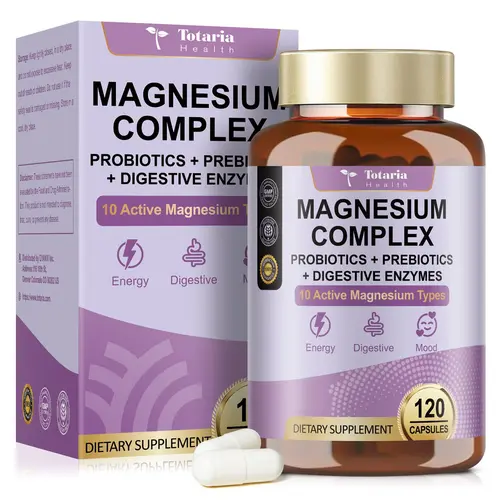Totaria Magnesium Complex | 10-in-1 Formula with Probiotics, Prebiotics & Digestive Enzymes | 100 Billion CFU Probiotics for Women | Supports Gut Health, Sleep, Immune & Calm | Vegan & Non-GMO