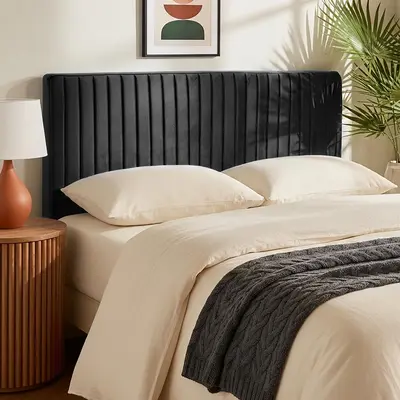 Nestl Headboard Only, Floating Wall Mounted Headboard Full Size, Easy Assemble Upholstered Peel and Stick Headboards, 3D Soundproof Bed Wall Panels, Velvet Stick on Headboards