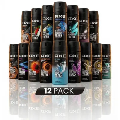 AXE Deodorant Spray 12-Pack (150ml/5oz) - Men's Body Care Aerosol Spray, Alcohol-Free Antiperspirant, Extra Strong 48H Fresh Scent Variety Mix, Aerosol Spray Deodorants Body Deodorizer Body Odor Remover