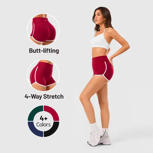 Inno Mint Women's High-Waisted BBL Effect Booty Shorts - 4-Way Stretchy Nylon Spandex, Stretch Waist, Figure-Flattering Activewear, Athletic Sports Bottoms for Gym/Yoga