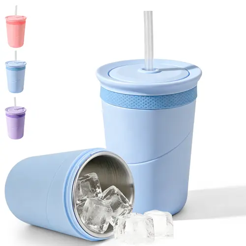 SUSTEAS Insulated Portable Drinkware - 330ml Compact Single Tumbler, Double-Wall Food-Grade 304 Steel, BPA-Free, Wide-Mouth Clean, Fast Cooling, Cold Retention, Fits 0-500ml Bottled Cans/Bottles, Peace of Mind for Road Trips/Office