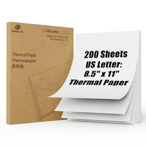RONGTA 200-Sheet BPA-Free Thermal Inkless Plain Letters Paper, 8.5x11 in US Letter/A4/Legal Sizes, Office Stationery Supplies, Compatible with RONGTA-F81-F11, for Back-to-School College Needs