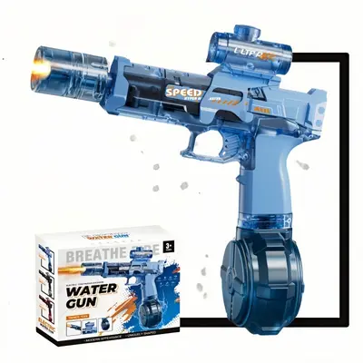 Summer Pool and Beach Party LED Electric Toy Water Gun with Flame Effect, Large-Capacity Automatic Water Blaster with Rechargeable Lithium Battery, Unisex Outdoor Safe Toy