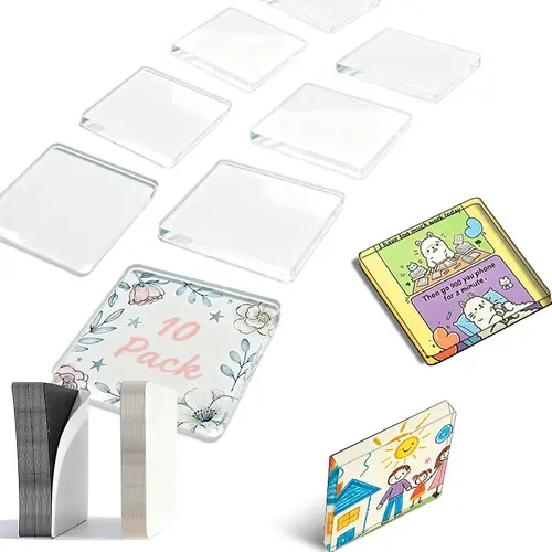 Clear Acrylic DIY Fridge Backing,Square Magnetic Photo Frames for Crafts, Kitchen, Classroom & Office Decoration