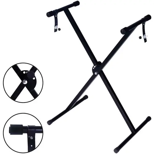 Glarry Compact Iron Keyboard Stand for Electric Keyboards - X-Type Folded Design, Single Tube, 17"-37" Height Range, 18.11x12.6x39.37in Size, Stable, Convenient, Portable Rack, Durable Performance for Home, Church Use