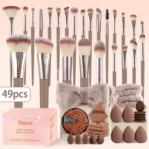 49-Piece New Upgraded Premium Synthetic Cosmeticbrush Set - Brush-Type Brush Sets & Kits with Blending Function for Foundation, Eyeshadow Application, Affordable Price