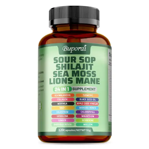 Buporai 24-in-1 Natural Sour Pomelo Dietary Supplement Capsules - 2 Bottles, 120 Total Capsules