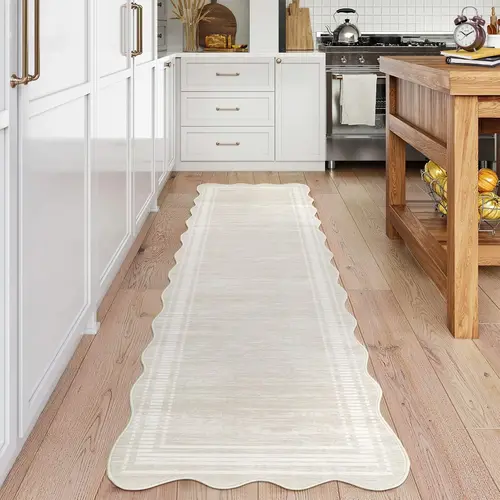 Garvee Modern washable runner rugs with low pile and non-slip backing, featuring solid colors and minimalist or abstract designs. Perfect for entryways, bedrooms, living rooms, and nightstands with boho accents and durable construction.