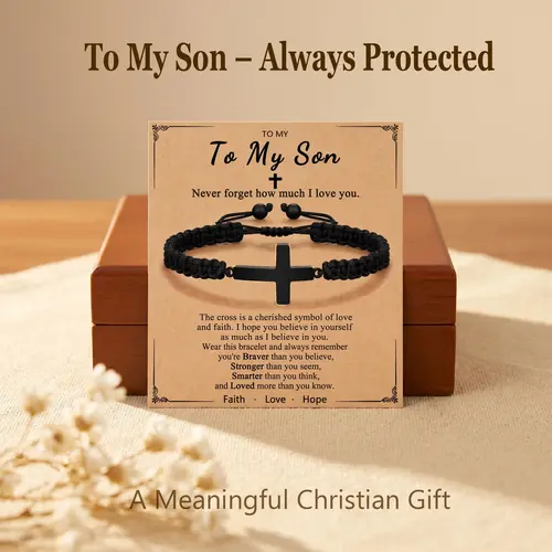 Unisex Hand-Woven Black Rope Cross Bracelet with Slide-to-Fit Knot - 6-11 in Adjustable, Lightweight, Minimalist Religious Look, Inspirational Faith Reminder, Wear Your Belief Graduation Party Gift Accessory