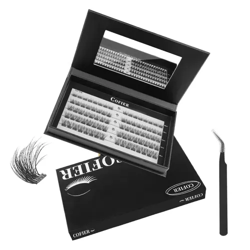 [Billy Tea Exclusive] Cofier No Glue Lash Kit Jelly-Coated Base Self Adhesive Individual Eyelashes 80/90/100 Pcs Easy Makeup Application with Tweezers Gentle & Moisture #Summervibes