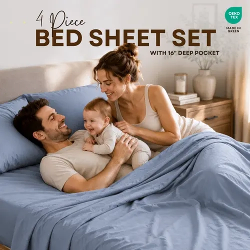 Utopia Bedding Bed Sheet Set - 4-Piece Brushed Microfiber Bedding Collection, Soft Breathable, Silky Feel, Deep Pocket Fits 16", All-Around Elastic Hugs Full Beds, Includes Flat/Fitted Sheets & 2 Pillowcases (Twin, Queen, King)
