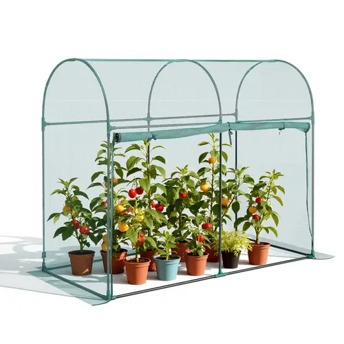 VEVOR Portable Greenhouse Crop Cage (5.9x2.98x4.9ft/71.1x35.83x59.06in) with Powder-Coated Steel Tubes, Zippered Door, Sunlight-Penetrating Tear-Resistant Polyester Mesh, Wind-Resistant Plant Protection, Easy-to-Install Raised Bed Cover for Garden Patio