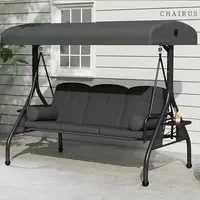 CHAIRUS  Waterproof Porch Swing with Stand, Meatl Outdoor Swings for Adults, All Weather Outdoor Patio Swings with Canopy, Yard Swing with Canopy, 2 in 1 Swing Bed with Cupholders and Pillows for Backyard summergarden,outdoorfurnitureset
