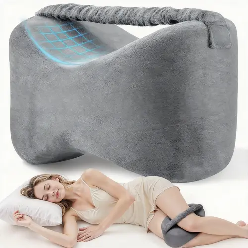 Ergonomic Memory Foam Leg-Knee Pregnancy Pillow with Strap, Removable Cover, Hidden Zipper, Clean Look & Compact Design - Anatomical Positioner, Prenatal Back Pain Relief Sleep Aid for Side Sleepers (Warms to Body Heat)