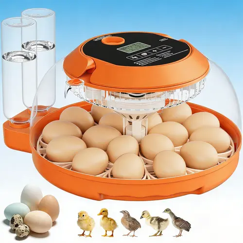 18-Egg Incubator, Fully Automatic with Egg Turner & Temperature/Humidity Control, Clear Lid and Storage, for Hatching Chicken, Duck, Quail Eggs,thanksgiving, blackfriday, christmas