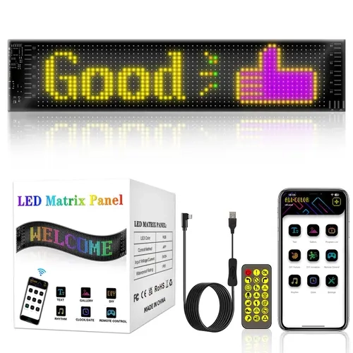 USB Powered LED Rolling Sign with APP Control, 1 Box Portable LED Advertising Sign Screen, LED Screen Desktop Atmosphere Light for Home, Shop, Car Use, Multifunctional Ambient Lights, Led Car Ambient Light