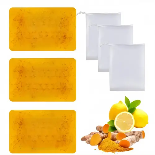 Organic Lemon Turmeric Kojic Acid Body Wash - All Natural Turmeric Lemon Soap, Daily Brightening Bath Soap for Dark Spot Removal & Flawless Body Care