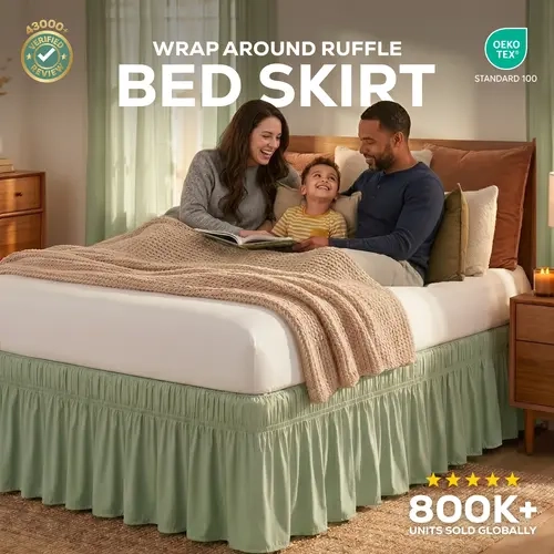 Utopia Bedding Aesthetic Smooth Fitted Long Bed Skirt - 16" Drop Coverage, No-Slip Elastic Belt, Hides Underbed Clutter, Wrinkle-Resistant Microfiber, Durable, Fade-Resistant, Breathable, Machine Wash, Fits Twin, Full, Queen, King Sizes