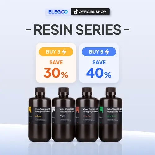 ELEGOO LCD-Ready Photopolymer Resin, 405nm Wavelength UV-Curing Fast Curing Resin with Smooth Finish, Bright Colors & Great Stability for Mars Saturn Jupiter LCD/MSLA/DLP 3D Printers, 3D Printing Supplies