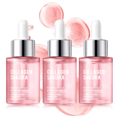 Collagen Sakura Elastic Serum - 30ml Dropper Skincare Beauty Product to Hydrate, Fix Dullness, Uneven Skin Tone, Fine Lines, Dryness, Pores, Barrier Repair (Silky, Lightweight, Soft Skin for Women's Morning Routine Gift) (Serums & Essences)