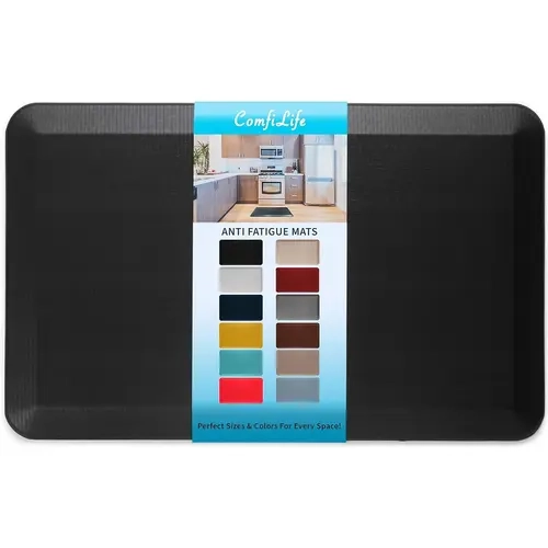 ComfiLife Ergonomic Anti-Fatigue Floor Mat - 0.75 inches Thick High-Density PU Foam Cushion, 32x20 inch (32"l x 20"w x 0.75"th), Memory Foam Core, Stress Relief, Anti-Skid Grip, Durable, Stain-Resistant for Kitchen & Office Solid Surfaces