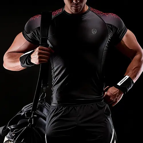 Neleus Men's Tight Color-Changing Compression Sports Tee - Lightweight, High-Performance, Quick-Dry, High-Stretch, Breathable, Snug-Support Gym Shirt with Cooling Vents, All-Seasons Fitted Activewear for Gym, Running (Black-to-Red Fit Inspo Top)