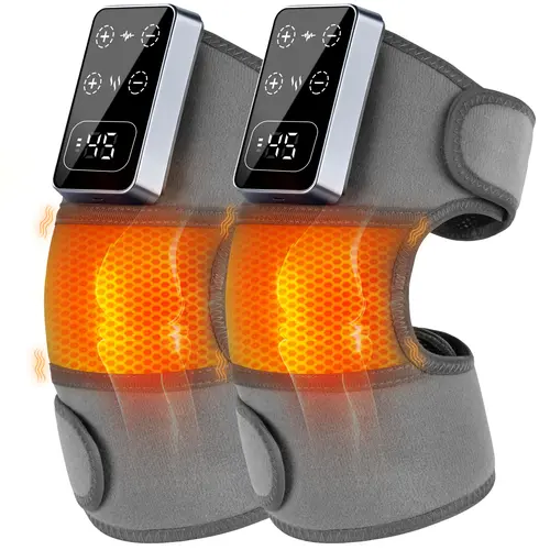 Cordless Heat + Motor Heated Massager with 3000mAh Battery, 48 cm Adjustable Strap Brace, 5 Temperature Levels, 3 Massage Modes, Knee Pain Relief for Office Adults, Christmas Thanksgiving Gift
