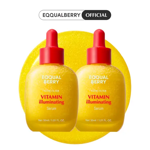 EQQUALBERRY Vitamin Illuminating Serum (2-Pack)  – Brightening Vitamin C Serum with Niacinamide | Strengthens skin barrier | Hydrates using Ceramide and Hyaluronic Acid, 1.01oz / 30ml Each