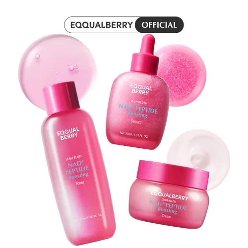 EQQUALBERRY NAD+ Firming Skincare Set – 3-Step Toner, Serum & Cream with Peptides | Lifts & Smooths Skin | Ceramide Barrier Repair & Hydration