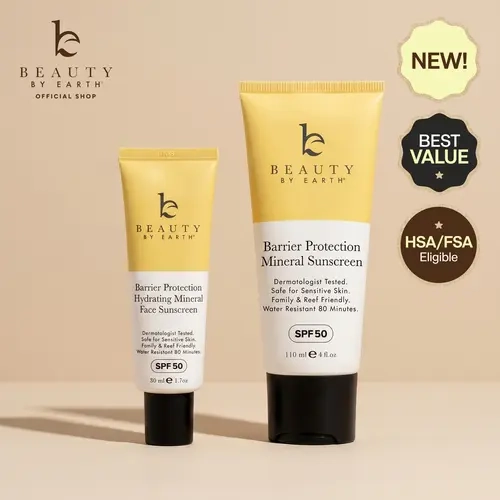 Beaut by Earth Barrier Protection Mineral Sunscreen Duo (SPF 50) - No white cast Daily Hydrating Lightweight