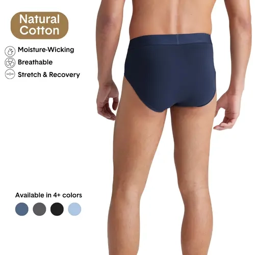 Tommy John Men’s Fitted Cotton 3-Pack Briefs - Breathable, Moisture-Wicking Underwear with Contour Pouch, No Roll Waistband, Tagless Comfort, Stretchy Fabric, Full Body Coverage, Long-Lasting Freshness