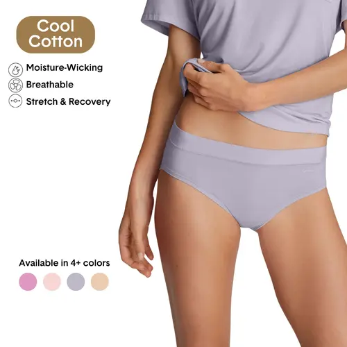 Tommy John Women’s Cool Cotton Brief with Lace Waist Option | Breathable Moisture-Wicking Underwear, Full Coverage, No Ride-Up Fit Womenswear Day